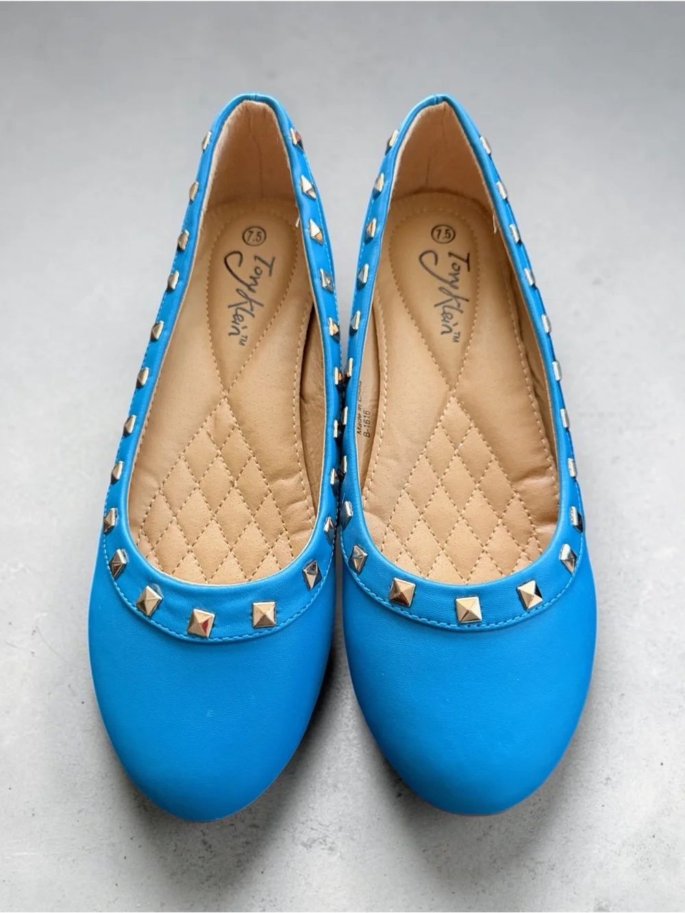 Blue Studded Ballet Flats